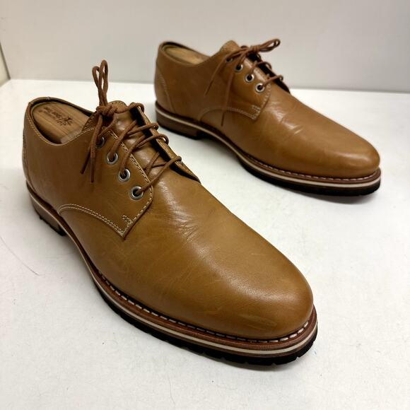 NWOT Helm Nils Blucher Derby Tan Box Leather Made in Brazil US Men's Size 11 - Picture 4 of 10